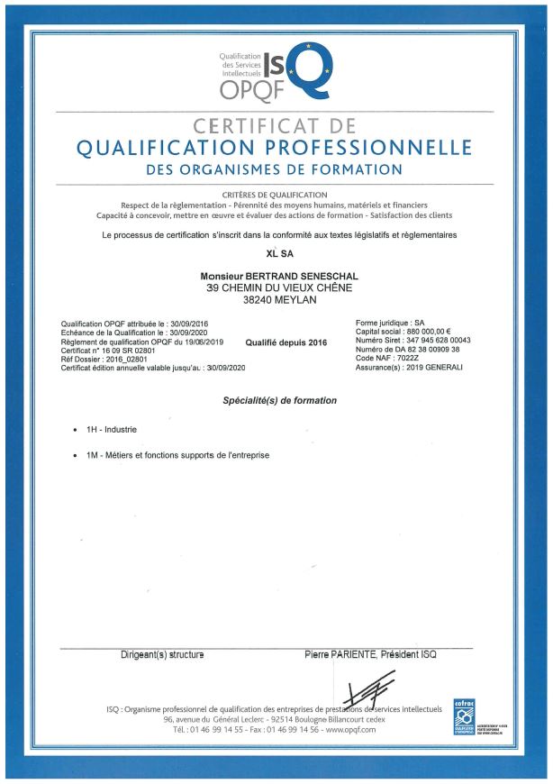 Certificat OPQF